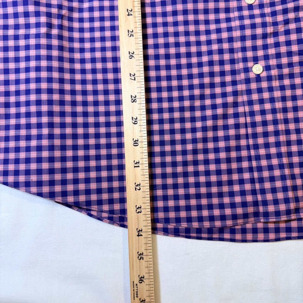 Brooks Brothers Button Down Shirt 3XL Purple Pink Gingham No-Iron Stretch Cotton - Picture 6 of 8